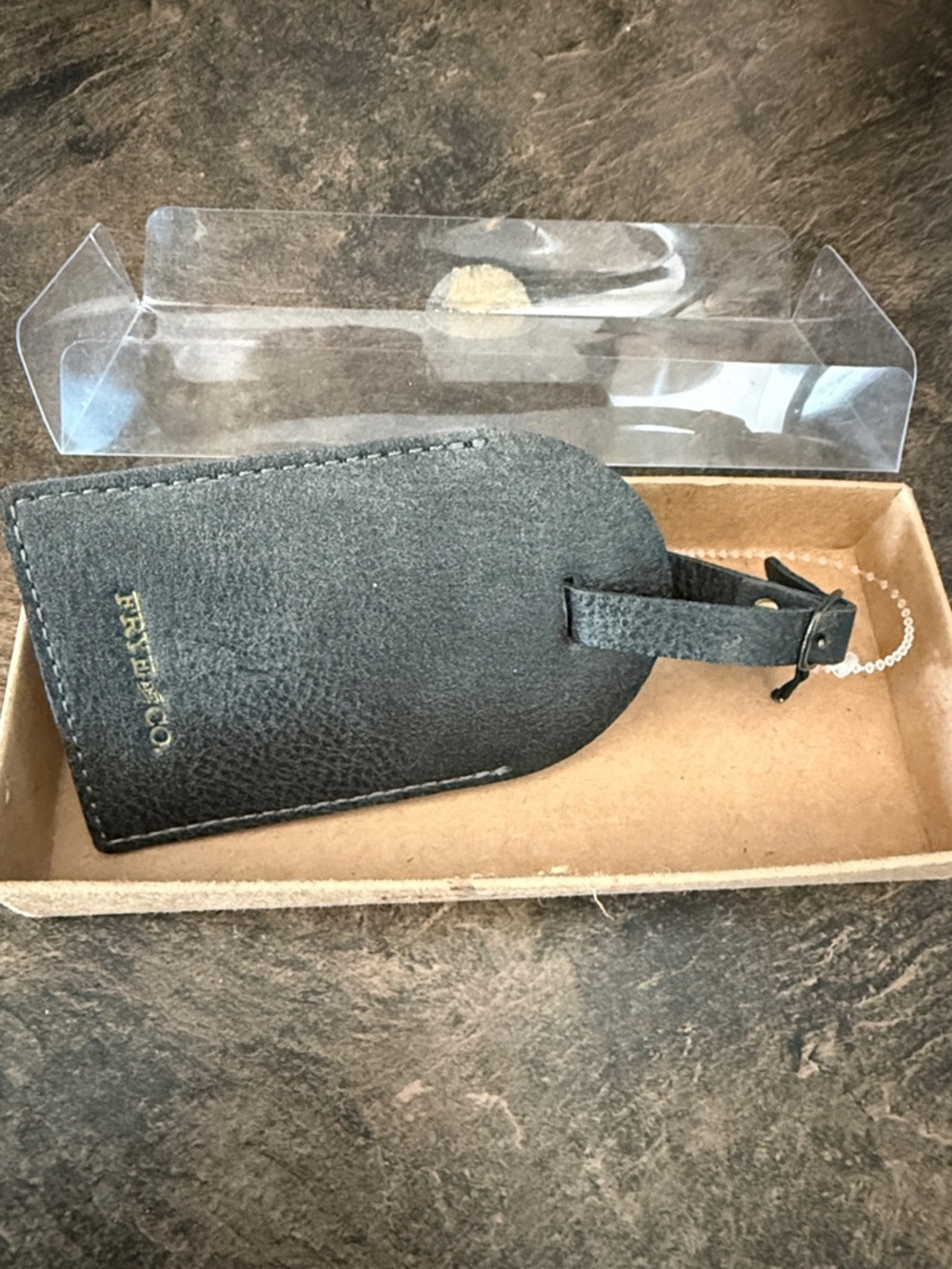 Frye and Co.  Black Leather Luggage Tag NWT